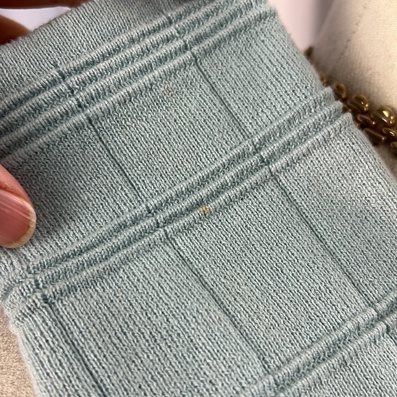 Jeanne Pierre Petites light blue cotton square textured v-neck zip up cardigan S - Picture 6 of 8